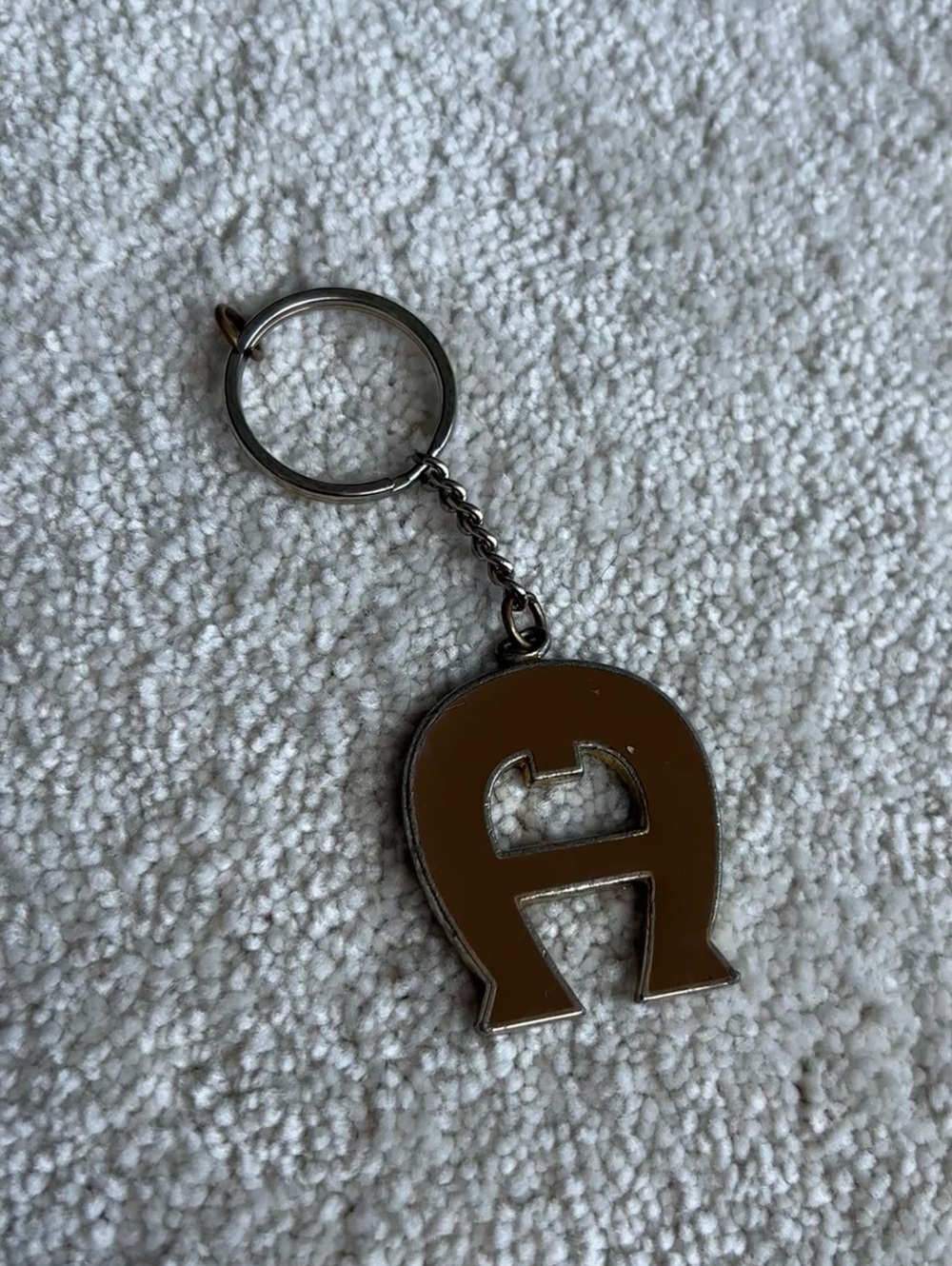 Etienne Aigner Light Brown Enamel Metal Keychain Charm